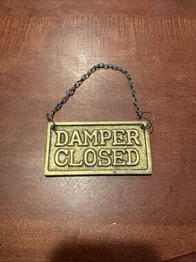 Brass 'DAMPER CLOSED'/OPEN Hanging Sign